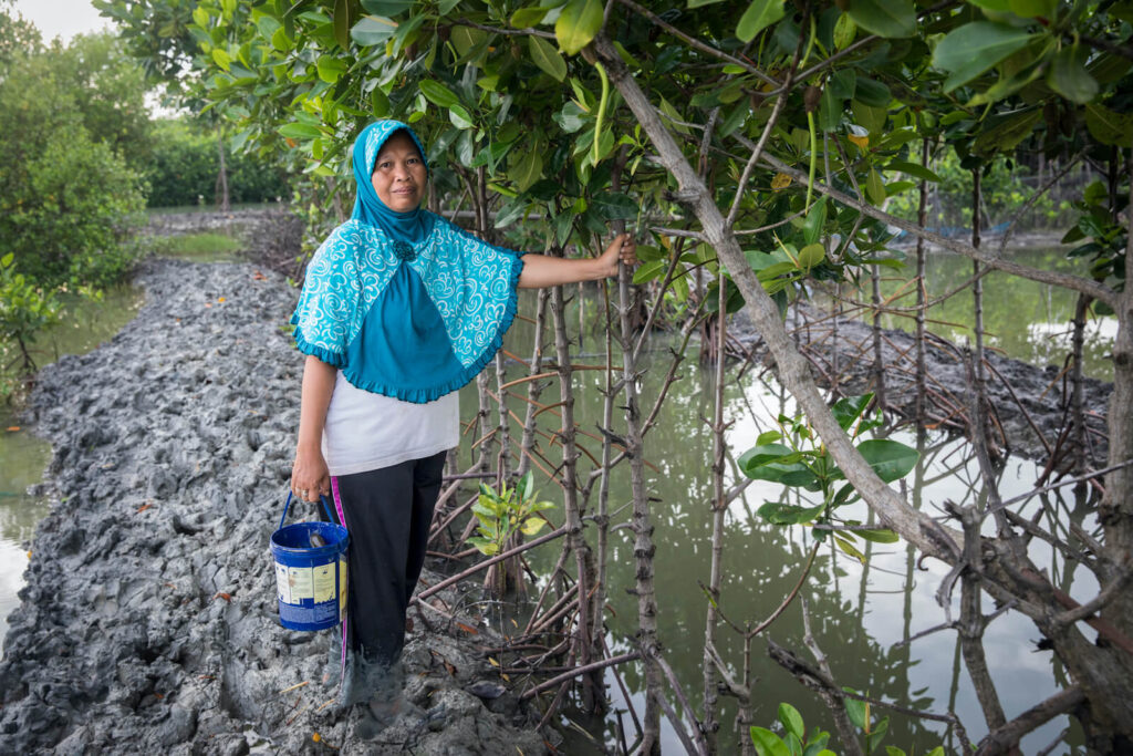 Aquaculture farmer at her farm.