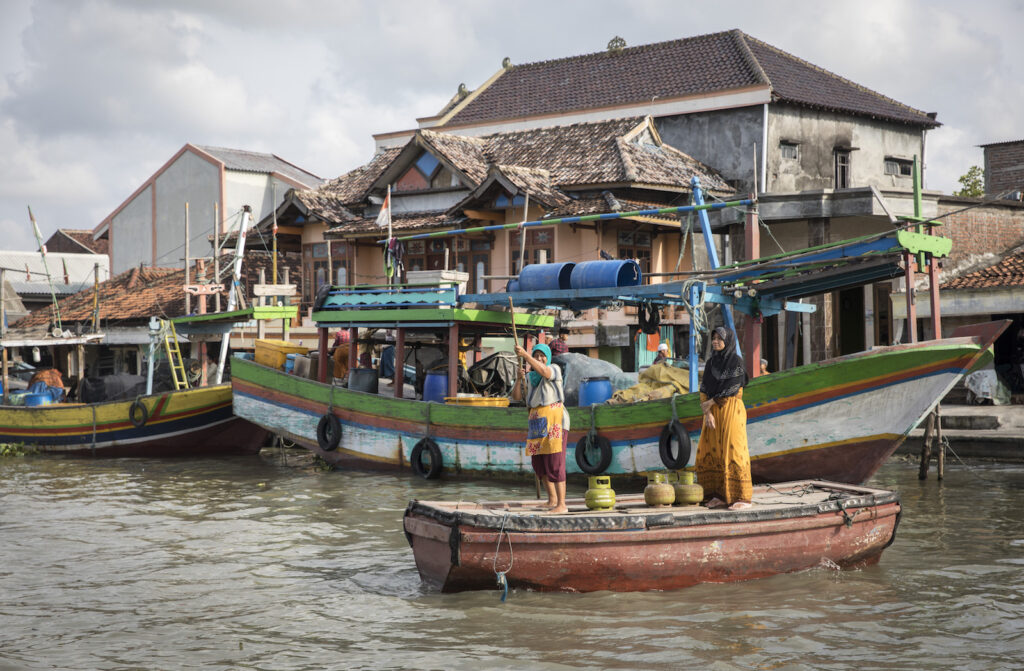Fishing boats at the shore in Purworejo village.